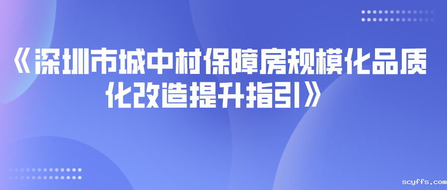 深圳市城中村保障房规模化品质化改造提升指引